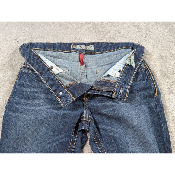 BKE Lexi Crop Jeans Womens 29 Blue Raw Hem Stretch Bling Buckle Denim Casual - Picture 5 of 10